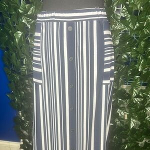 Navy and White Striped Skirt